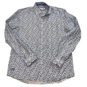 John Lennon Shirt Mens Size XL White Blue Striped Motorcycle Button Long Sleeve